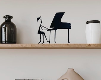 Pianiste, décoration murale, impression 3d, dessin original, art, homedecor