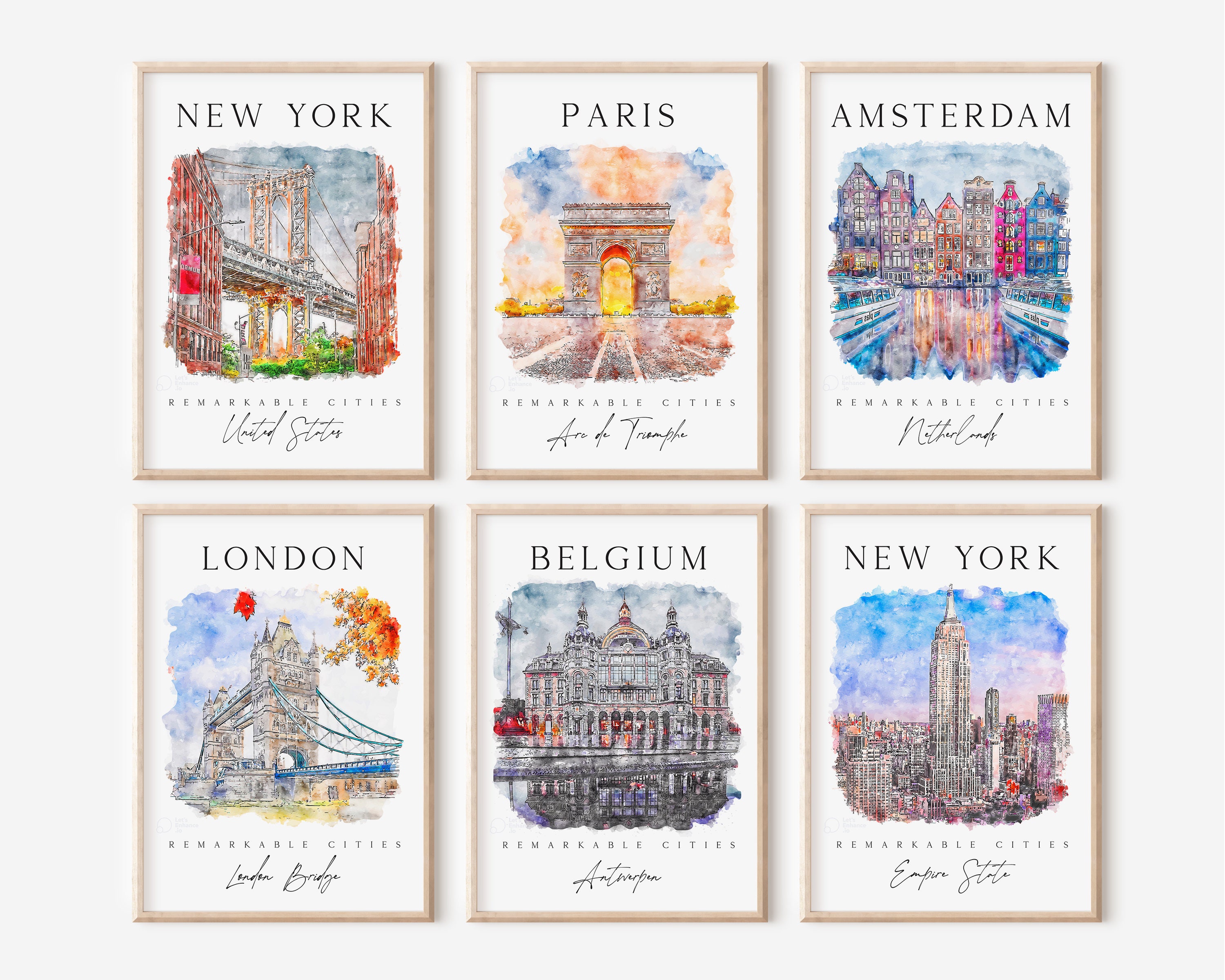 Mega World Travel Printable Art Set 24 Watercolor Travel - Etsy Canada