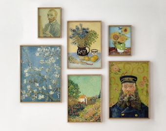 Van Gogh Art Prints Set of 6, Van Gogh Gallery Wall, Vintage Print Set, Vintage Posters, Van Gogh Wall Art, Vintage Printable Arts, Jpeg