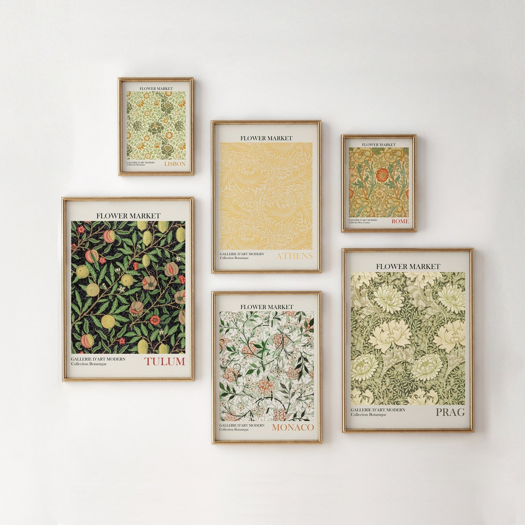 Flower Market Prints, Set of 6, William Morris Set, Flowers Print Set ...