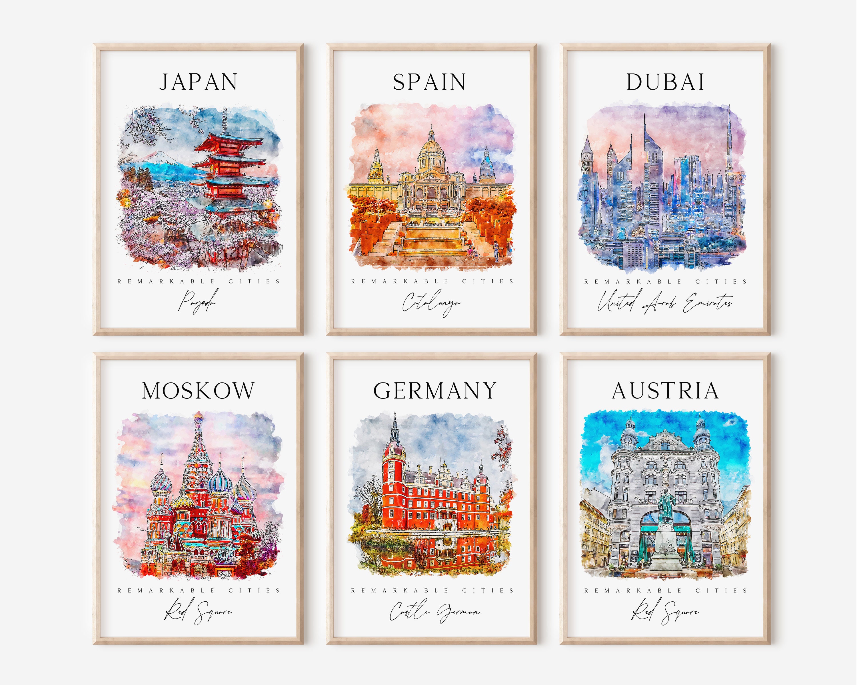 Mega World Travel Printable Art Set 24 Watercolor Travel - Etsy Canada