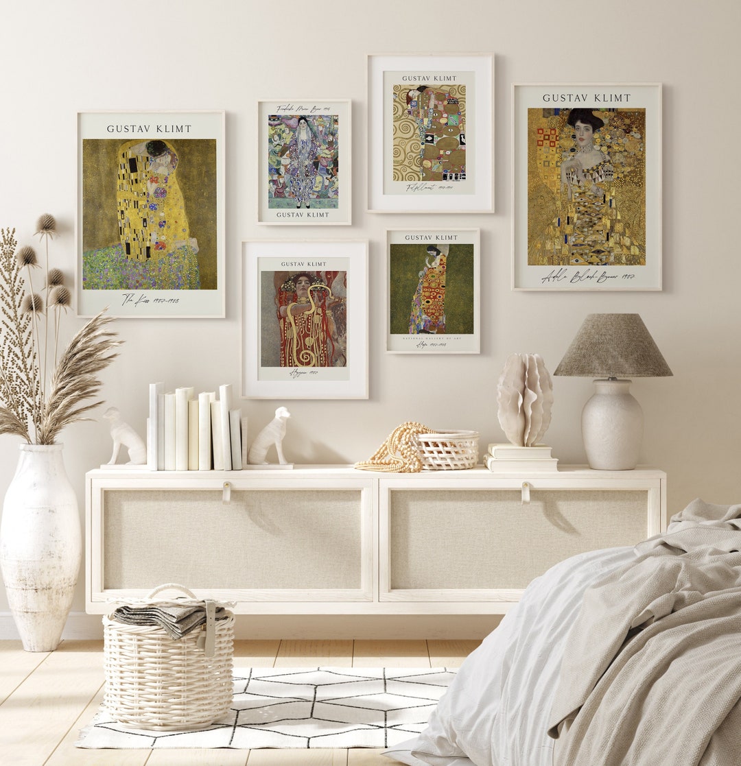 Klimt Prints, Set of 6, Gustav Klimt Wall Art, Exhibition Print Set