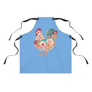 Floral Chicken Apron, Colorful Cooking Gift, Garden Kitchenwear, Easter Baking, Spring Hostess Gift, Fun Cooking Attire