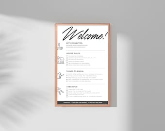 Vacation Rental Home Rules And Wifi Information Poster  | HOUSE Rules Checklist | Hotel Rules Regulations | House Rules Airbnb Template