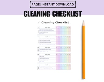 Home Cleaning List | Printable Cleaning Checklist | Chore Planner | Household Task List | Spring Cleaning Guide | Housekeeping Checklist