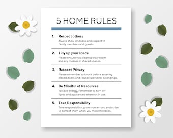 Airbnb House Rules Sign | 5 Home Rules Poster | Vacation Rental Sign House Rules | Printable Home Rules Poster Template | House Rules Airbnb