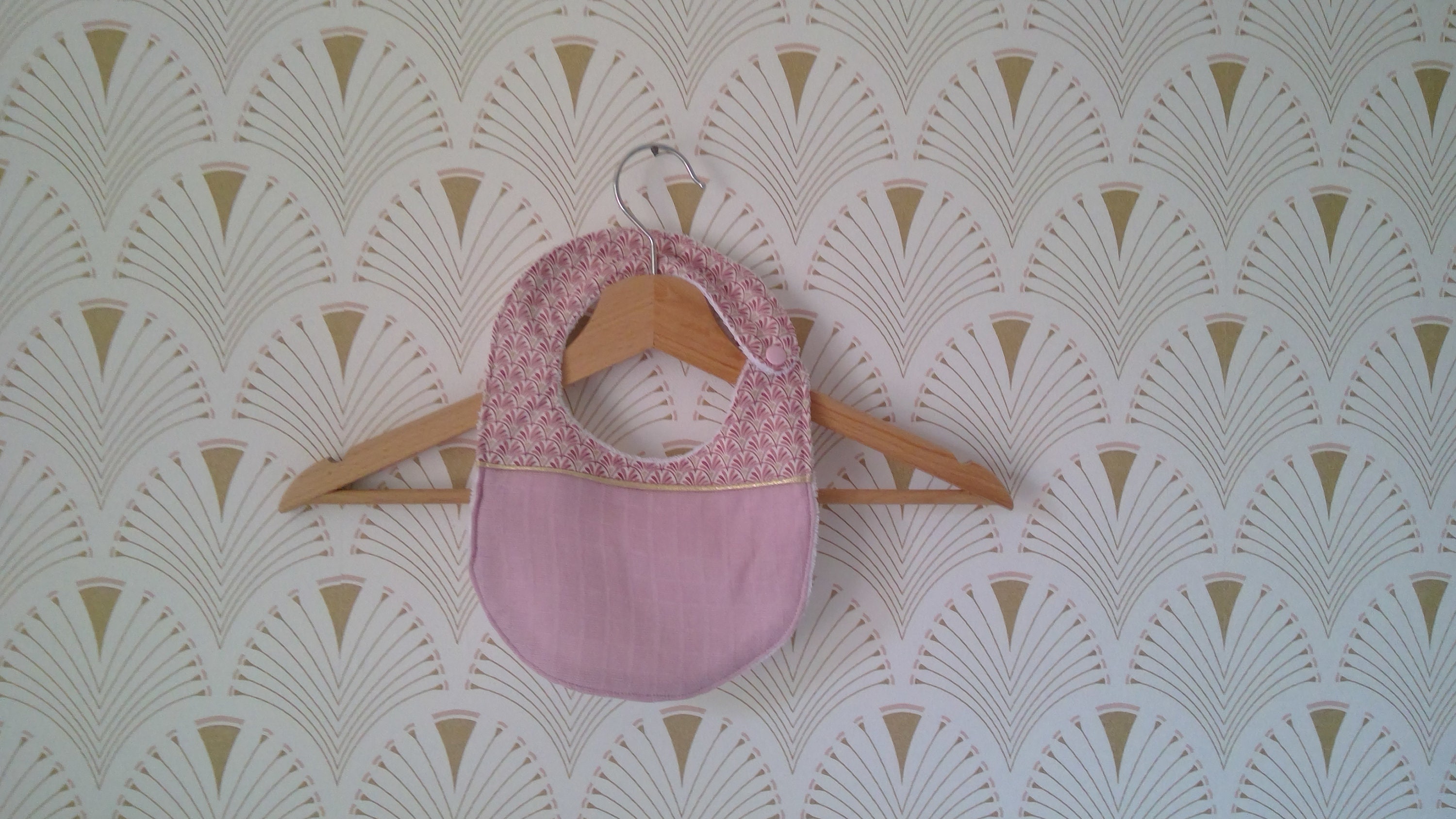 Bavoir Éponge Imprimé Éventails Roses