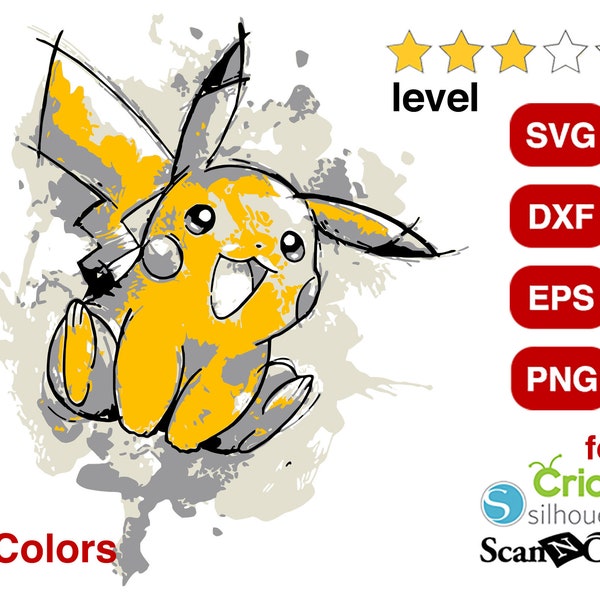 Pikachu svg, eps, dxf, Pikachu png pour Cricut, Silhouette Cameo, ScranNCut, Pokémon png, Pokémon svg, Pokémon Cricut, Pikachu Cricut