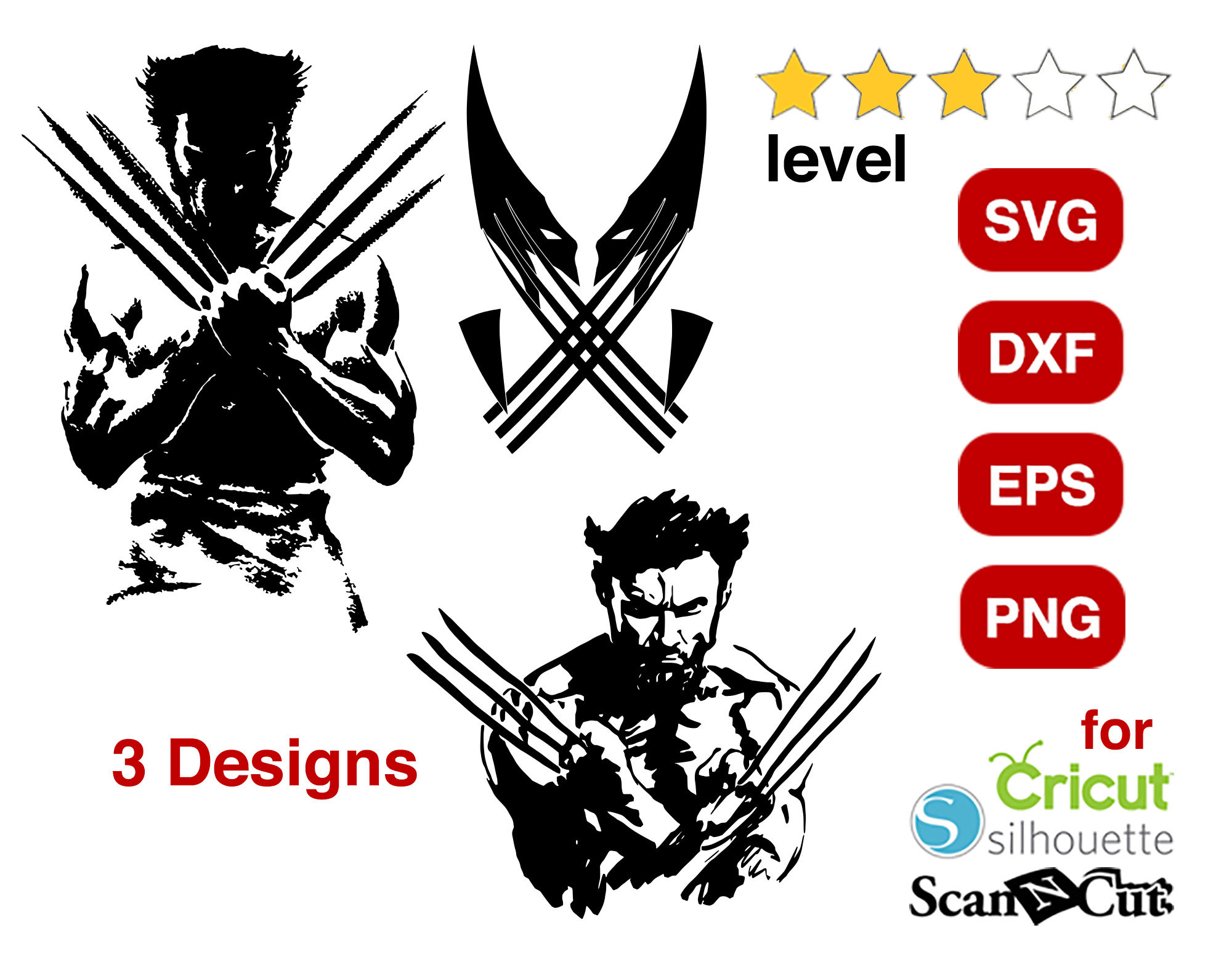 Wolverine Svg, Eps, Dxf, Wolverine Png for Cricut, Silhouette Cameo