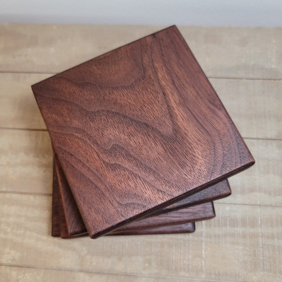 Handcrafted Walnut Coasters: Square Hardwood Coaster Set