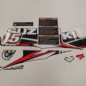 Suzuki 15 Four Stroke (2010) Aftermarket Replacement Outboard Decal Sticker Set