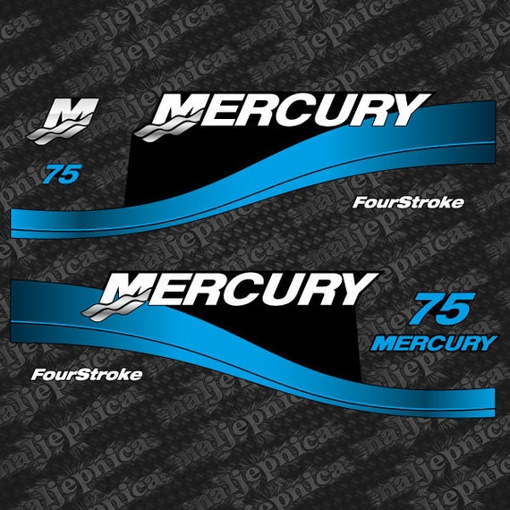 Décalcomanies adhésif Moteur hors-bord Mercury 75 Ch - Saltwater Bleu Ciel