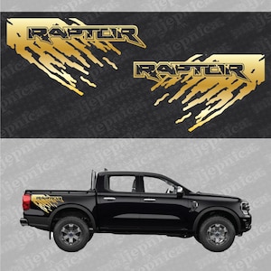 Calcomanías de repuesto de repuesto para Ford Raptor MUD Gold para el lateral de la caja de la camioneta, 2 piezas/juego de pegatinas