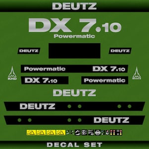 Deutz DX 7.10 Powermatic Aftermarket Replacement Tractor Decal (Sticker) Set