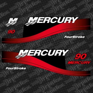 Mercury 90 Four Stroke 1999-2004 Red / Blue / US2 Flag outboard decal sticker set
