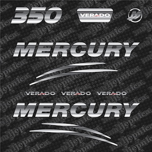Set di adesivi per decalcomanie fuoribordo sostitutive 3D Aftermarket Mercury 350 Verado (2017).