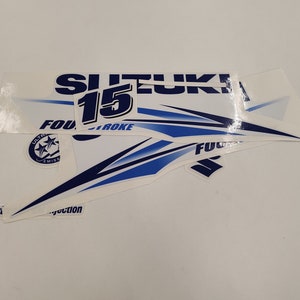 Suzuki 15 Four Stroke (2010) BLUE Aftermarket Replacement Outboard Decal Sticker Set