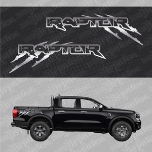 Calcomanías de repuesto para Ford Raptor CLAW Silver para el lateral de la caja de la camioneta, 2 piezas / Juego de pegatinas