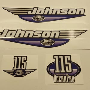 Johnson 115 Ocean Pro Outboard (1992 - 2000) Blue Aftermarket Replacement Decal / aufkleber / adesivo / Sticker Set