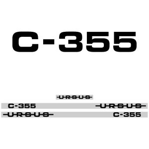 Ursus C-355 アフターマーケット交換用トラクターデカール (ステッカー - 取り外し可能 - 取り外し可能) セット