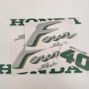 Calcomanías de repuesto para el mercado de accesorios para el juego de calcomanías para motores fueraborda Honda de cuatro tiempos de 40 hp y color verde del año 2000