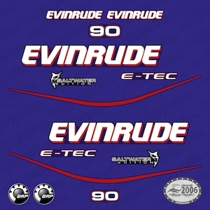 Evinrude 90 Blue Model (2004) Outboard Aftermarket Replacement Decals / aufkleber / adesivo / sticker set