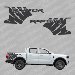Calcomanías de repuesto de posventa para Ford Raptor FANG Graphite para el lateral de la caja de la camioneta, 2 piezas/juego de pegatinas