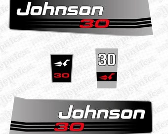Johnson 30 Outboard (1992) Aftermarket Replacement Decals / Aufkleber / Adesivo / Sticker Set
