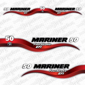 Jeu d&#39;autocollants de rechange pour moteur hors-bord Mariner 50 quatre temps EFI (2003-2012) (2003-2012)