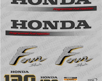 Aftermarket Replacement Decals for Honda 130hp Four Stroke Gold 2000 Outboard Sticker Set