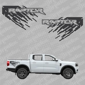 Calcomanías de repuesto de posventa para Ford Raptor MUD Graphite para el lateral de la caja de la camioneta, 2 piezas/juego de pegatinas