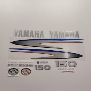 Yamaha 150 Four Stroke SILVER (2002-2006) Aftermarket Replacement Outboard Decal Sticker Set