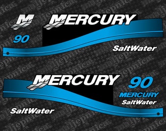 Mercury 90 TS 1999-2004 Red / Blue / US2 Flag outboard decal sticker set