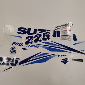 Suzuki 225 Four Stroke BLUE (2010) Aftermarket Replacement Outboard Decal Sticker Set