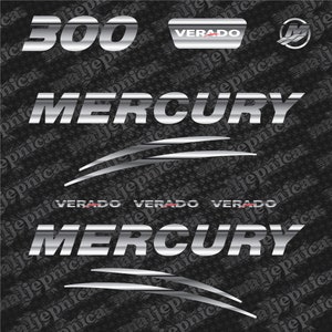 Set di adesivi per motore fuoribordo Mercury 300 Verado (2017) di ricambio aftermarket 3D