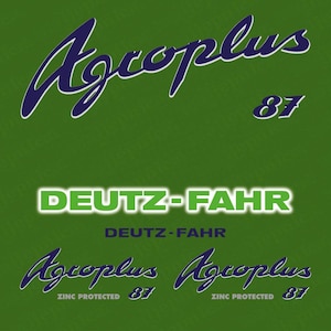 Deutz-Fahr Agroplus 87 3D Font Resin Aftermarket Replacement Tractor Decal (Sticker) Set