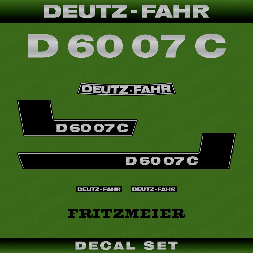 Deutz Fahr D 60 07 C Aftermarket Replacement Tractor Decal (Sticker) Set