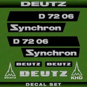 Deutz D 72 06 Synchron Aftermarket Replacement Tractor Decal (Sticker) Set