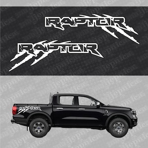 Aftermarket Replacement Decals to fit Ford Raptor CLAW White for Truck Bed Side 2pcs / Sticker Set