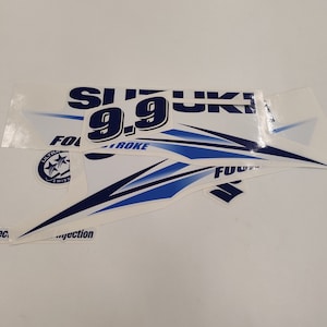 Suzuki 9.9 Four Stroke (2010) BLUE Aftermarket Replacement Outboard Decal Sticker Set
