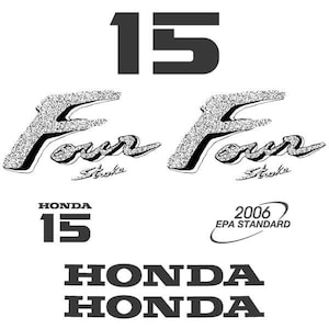 Calcomanías de repuesto para el mercado de accesorios para el juego de calcomanías para motores fueraborda Honda de cuatro tiempos y 15 hp color plata del año 2000