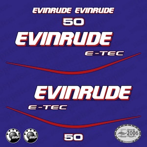 Evinrude 50 Blue Model (1999-2004) Outboard Aftermarket Replacement Decals / aufkleber / adesivo / sticker set