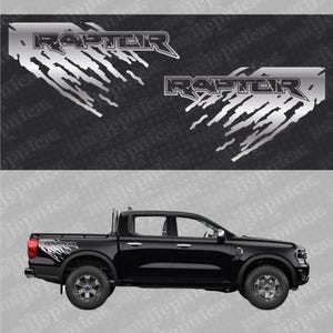 Calcomanías de repuesto de repuesto para Ford Raptor MUD Silver para el lateral de la caja de la camioneta, 2 piezas/juego de pegatinas