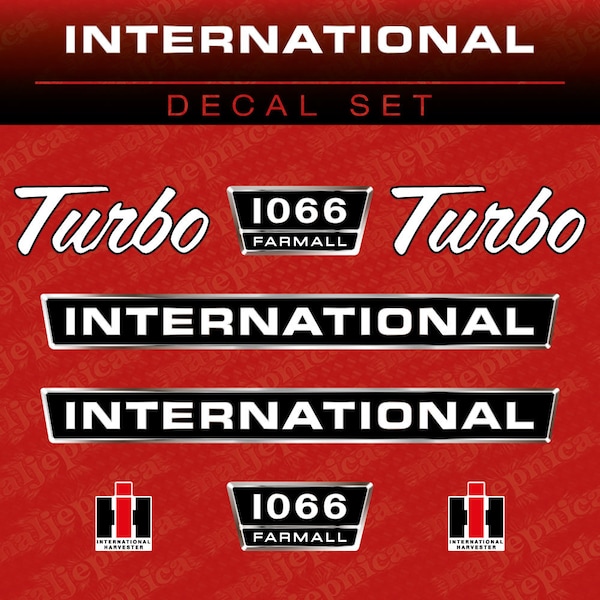 International 1066 Farmall Turbo Aftermarket Replacement Tractor Decal (Sticker) Set