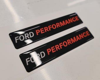 Ford Performance 3D Domed Badge Emblem Decals 2pcs / Sticker Resin Set / White and Black