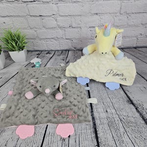 Personalized Minky Sensory Blanket Personalized Baby Lovey, Gift for Baby Shower, Lovie Security Blanket