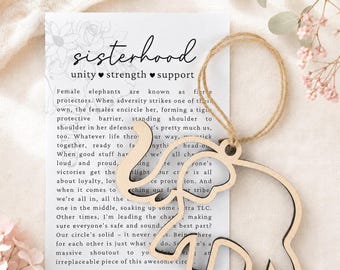 Elephant Ornament, Wooden Keepsake for Friendship, Sisterhood - Custom Color Options Available