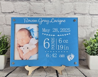Personalized Baby Birth Stats Picture Frame: Nursery Decor Gift