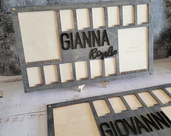 Personalized School Years Photo Frame: Acrylic Name, Baltic Birch Wood