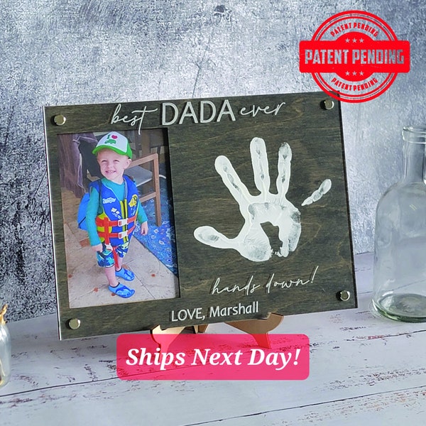 DIY Handprint Picture Frame , Personalized Gift from Kids, Best Dad Ever Hands Down Sign, Fathers Day Sign,Custom Fathers Day Gift from Kids
